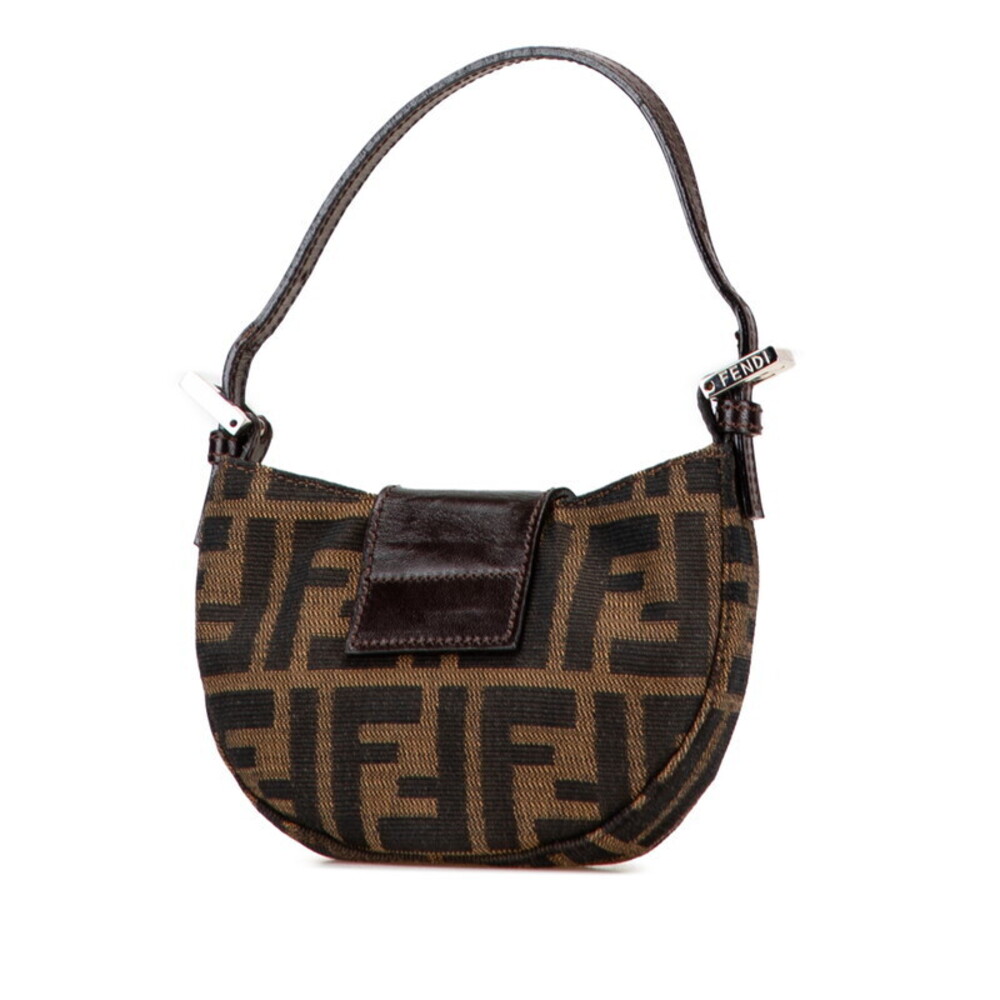 Fendi Zucca Croissant Handbag Brown Canvas Leather - Picture 2 of 8
